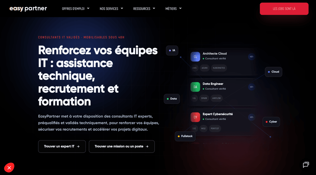 Site du cabinet de recrutement tech EasyPartner
