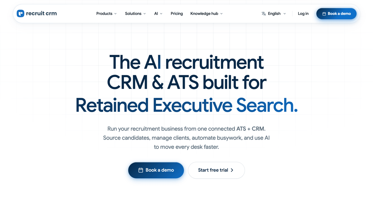 Page d'accueil du logiciel de recrutement Recruit CRM
