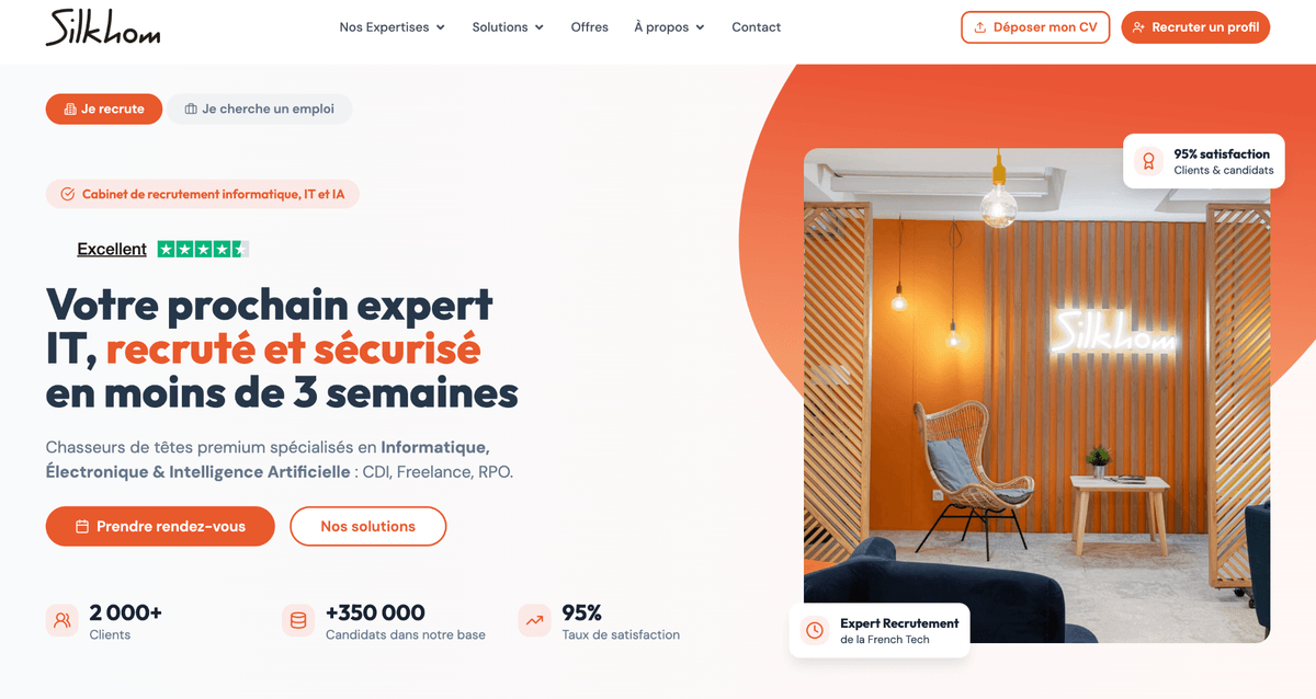 Site du cabinet de recrutement tech Silkhom