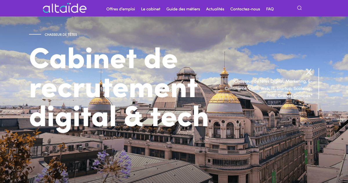 Site du cabinet de recrutement marketing Altaïde