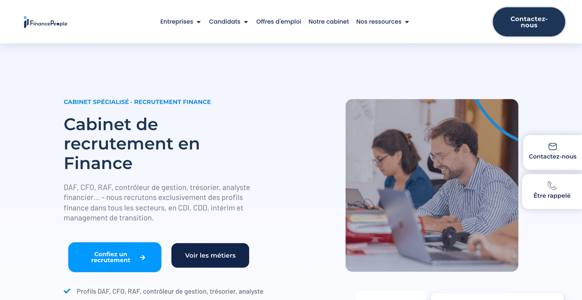 Site du cabinet de recrutement finance FinancePeople
