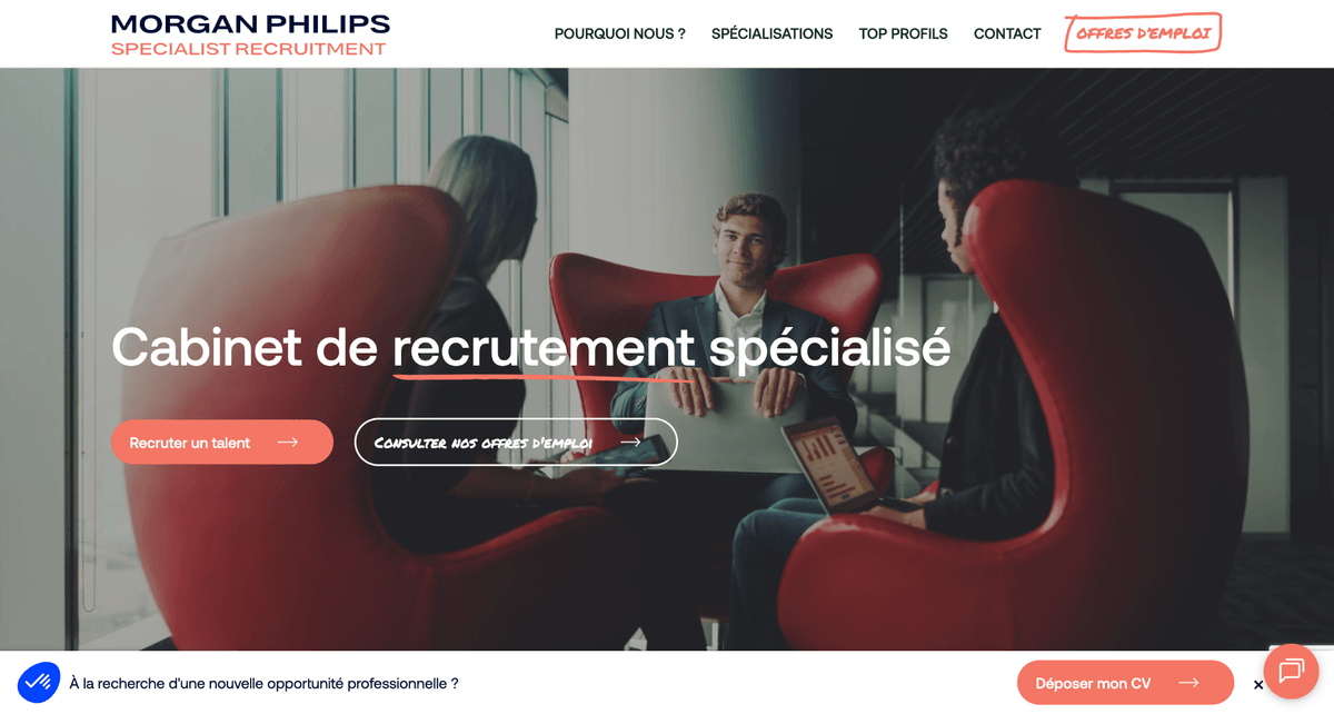 Site du cabinet de recrutement Morgan Philips Specialist Recruitment