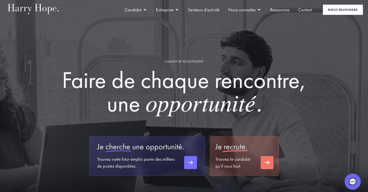 Site du cabinet de recrutement Harry Hope