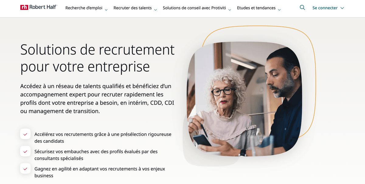 Site du cabinet de recrutement product Robert Half