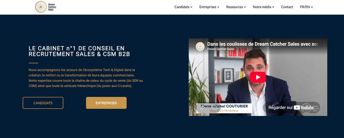Site du cabinet de recrutement commercial Dream Catcher Sales