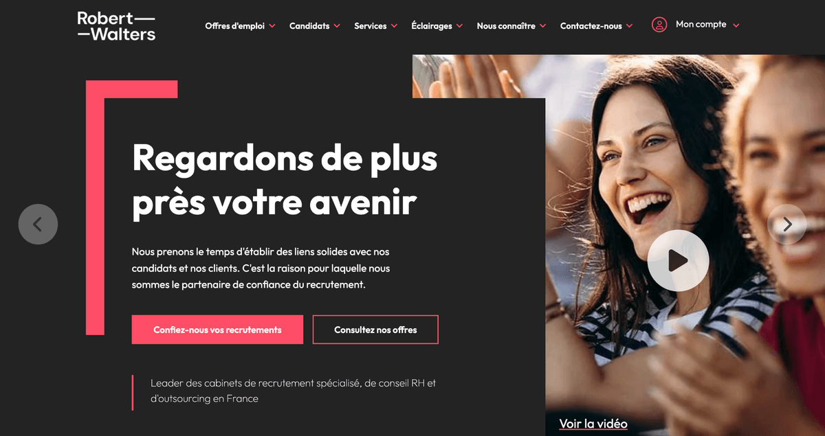 Site du cabinet de recrutement Robert Walters