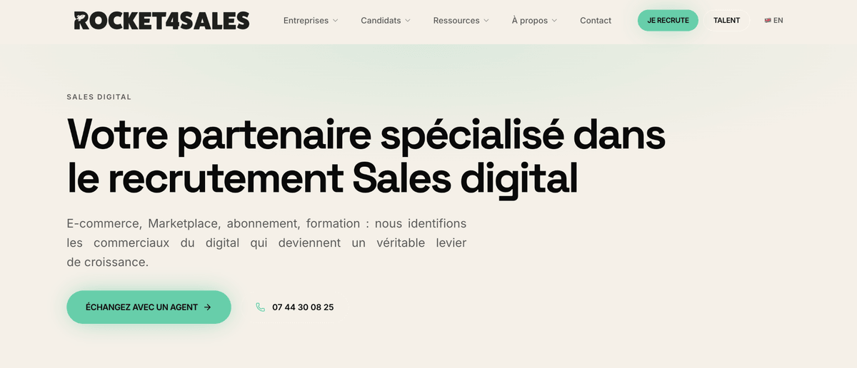 Site du cabinet de recrutement sales Rocket4Sales