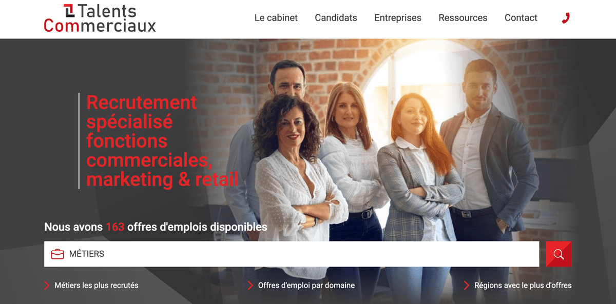 Site du cabinet de recrutement commercial Talents Commerciaux