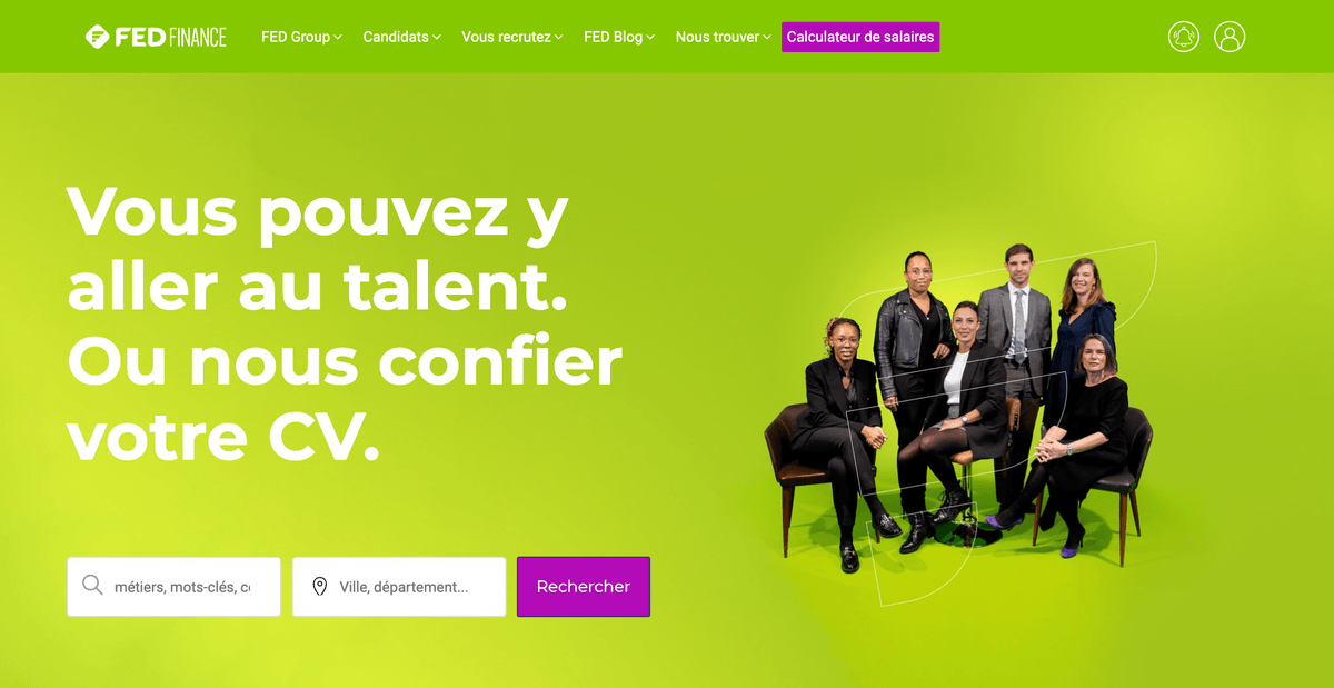 Site du cabinet de recrutement finance Fed Finance