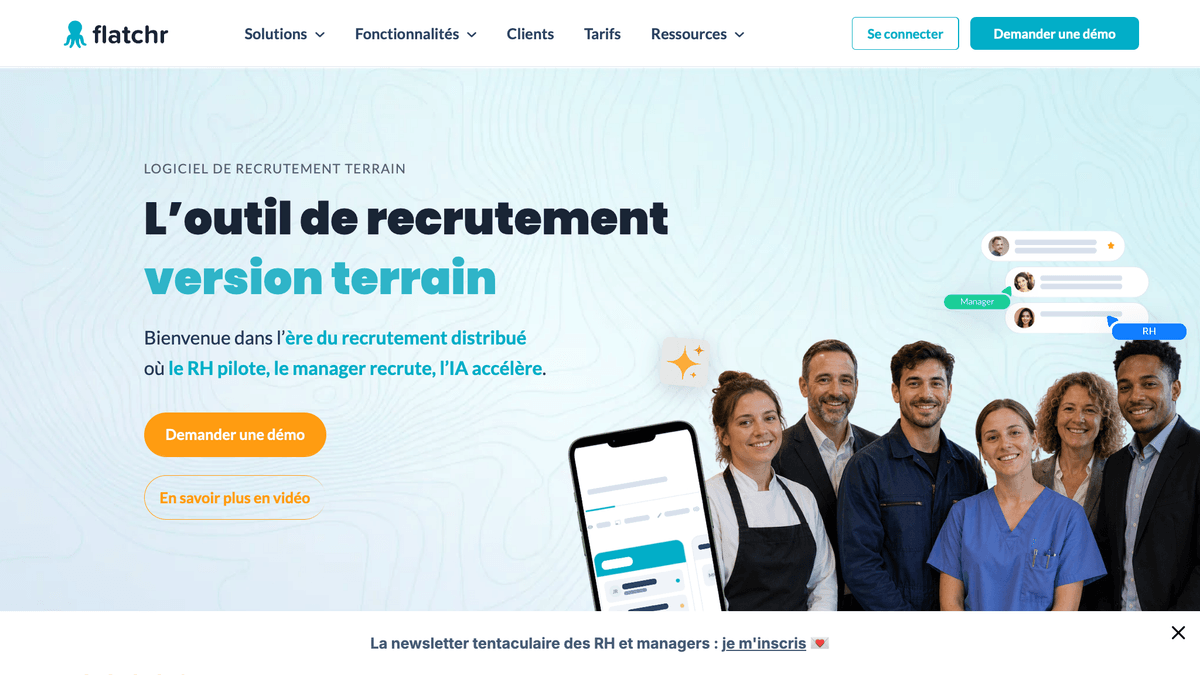 Page d'accueil du logiciel de recrutement Flatchr