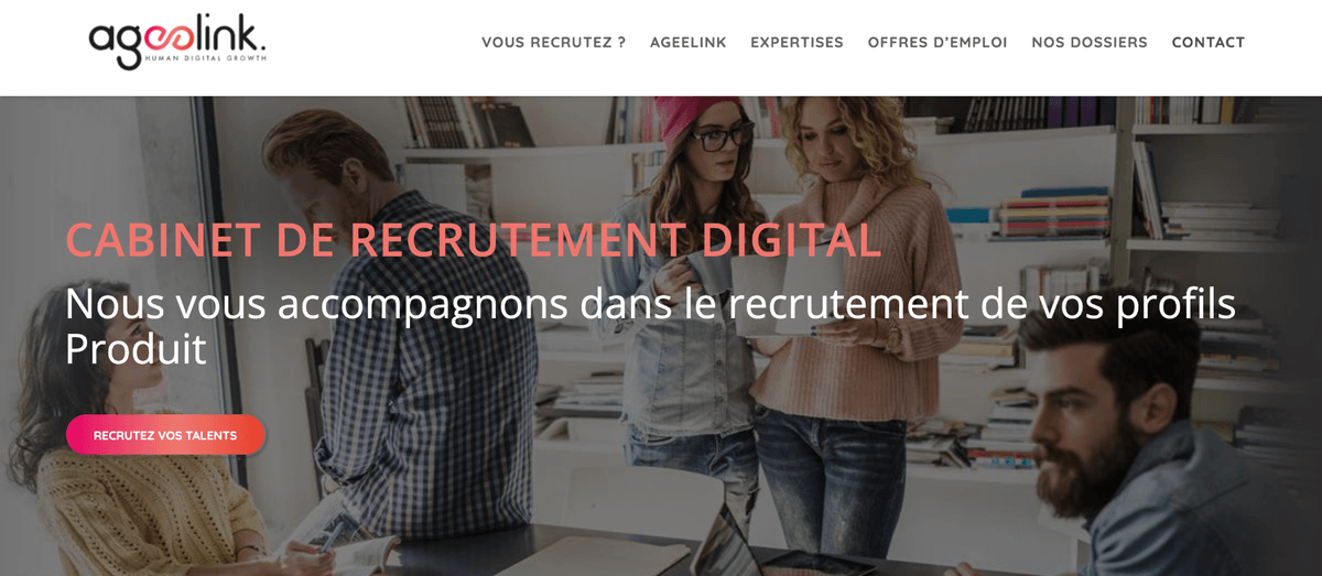 Site du cabinet de recrutement marketing Ageelink