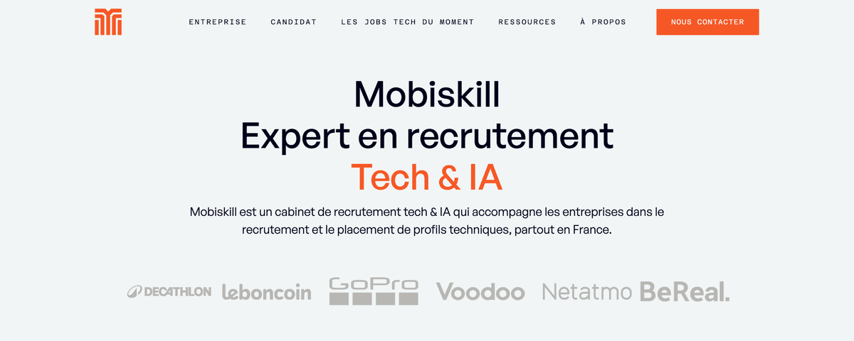 Site du cabinet de recrutement tech Mobiskill