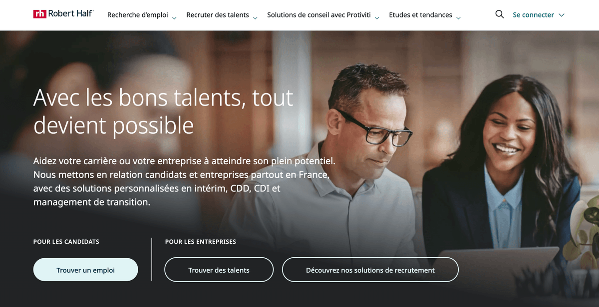 Site du cabinet de recrutement Robert Half
