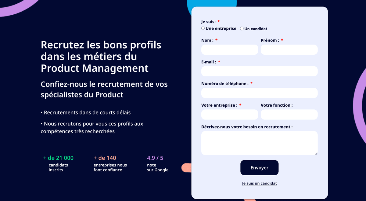 Site du cabinet de recrutement product KatchMe