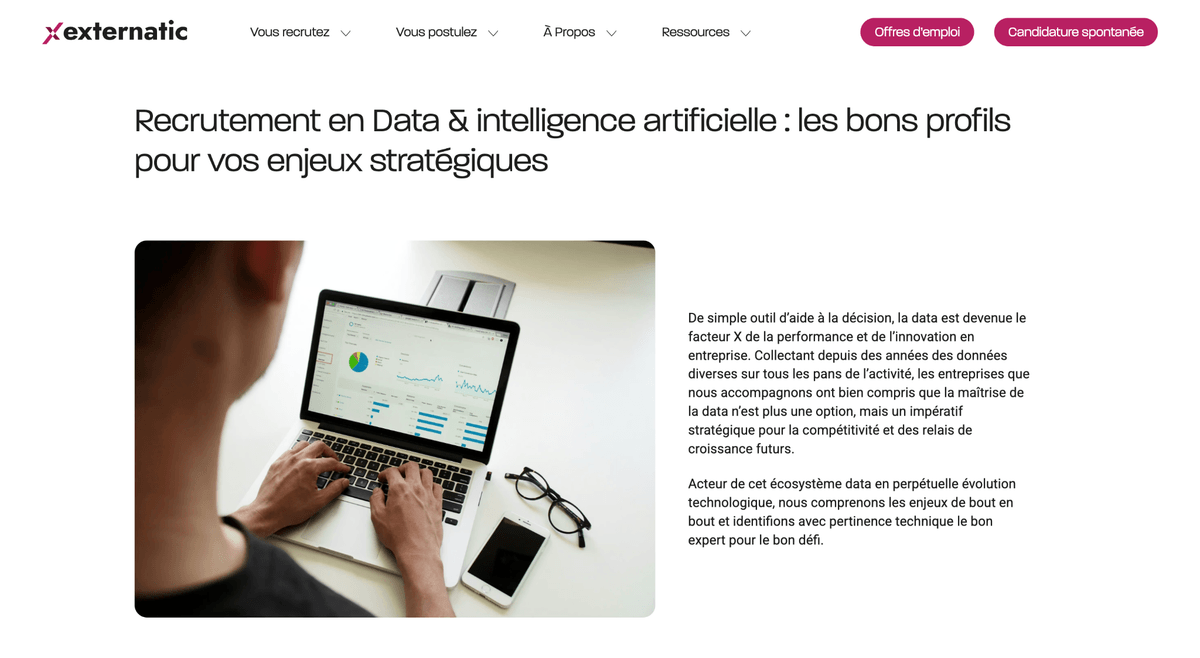 Site du cabinet de recrutement data Externatic