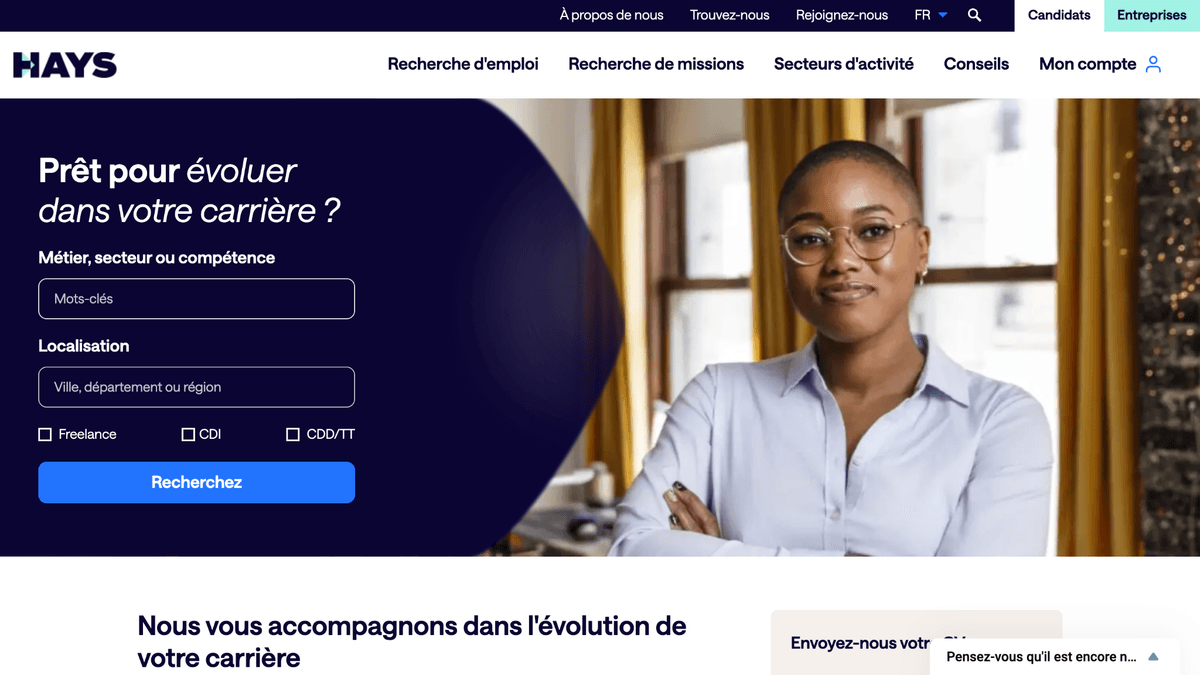 Site du cabinet de recrutement Hays