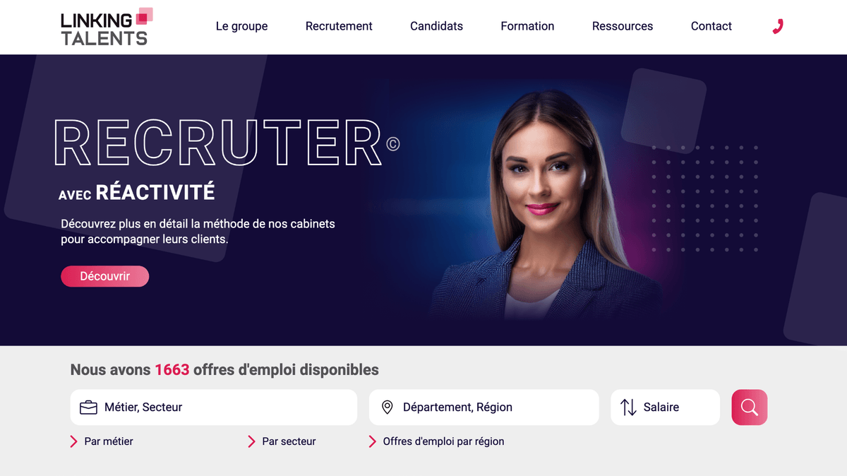 Site du cabinet de recrutement Linking Talents