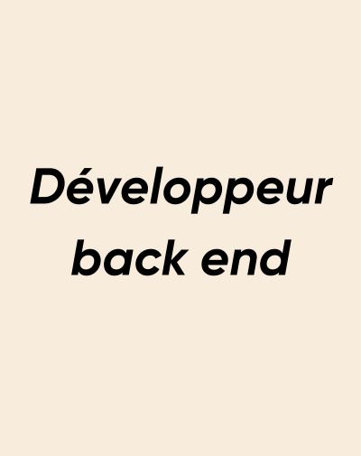 Développeur back end